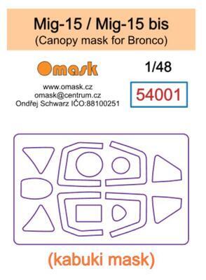 1/48 Mig-15 / Mig-15 bis canopy mask (Bronco)