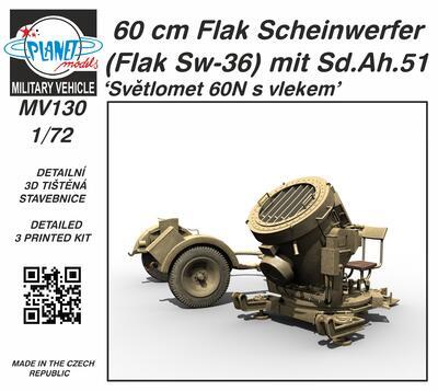 60 cm Flak Scheinwerfer (Flak Sw-
36) mit Sd.Ah.51 / Světlomet 60N s
vlekem 1/72