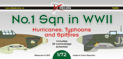 NO.1 Sqn in WWII Hurricanes, Typhones and Spitfires 1:72 Decal