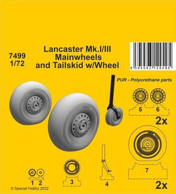 Lancaster Mk.I/III Mainwheels and Tailwheel w/Leg 1/72 