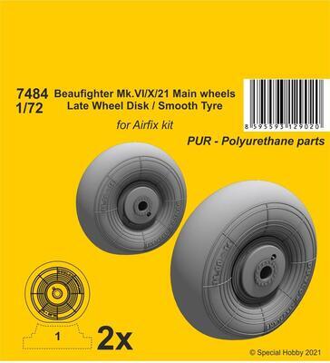 Beaufighter Mk.VI/X/21 Mainwheels - Late Wheel Disk / Smooth Tyre resin