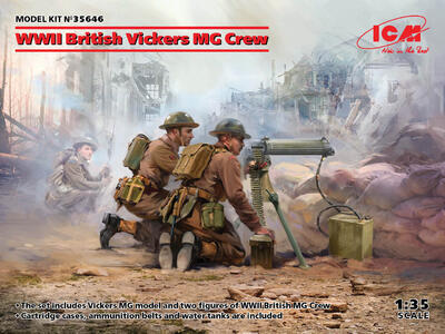 WWII British Vickers MG Crew (Vickers MG & 2 figures)  1:35