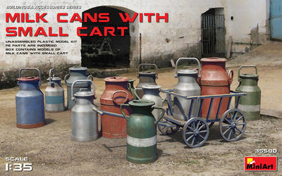 Milk Cans with Small Cart - 1