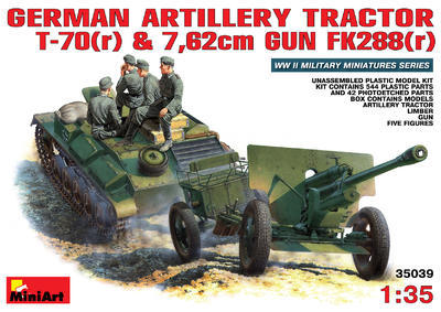 German Artillery Tractor T-70(r) & 7,62cm Gun FK288(r) w/Crew