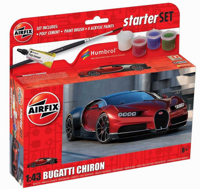 Bugatti Chiron (1:43) starter set s lepidlem, štětcem a barvami