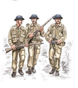 British soldiers WW II (3 fig.), resin 