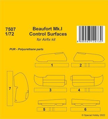 Beaufort Mk.I Control Surfaces 1/72 / for Airfix kit, resin