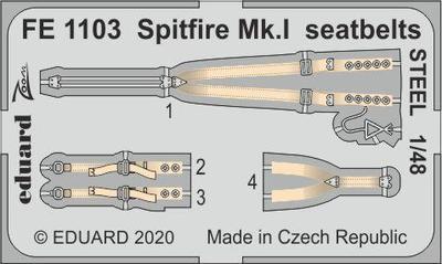 Spitfire Mk. I upínací pásy OCEL 1/48,  lept