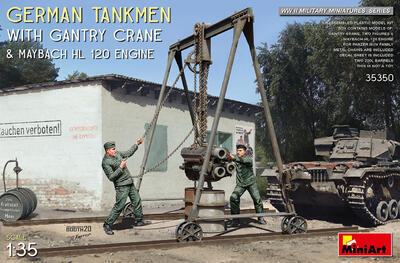 GERMAN TANKMEN WITH GANTRY CRANE & MAYBACH HL 120 ENGINE - 1