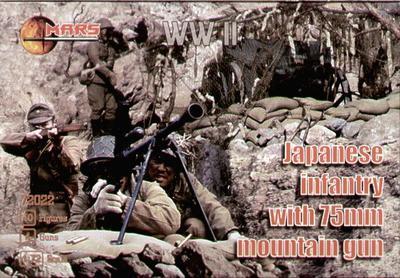 Japanese Infantry wit 75mm Mounatin Gun, 40 Figures, 4 Guns