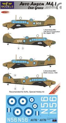 Avro Anson Mk.I Over Greece, 1:72, decals