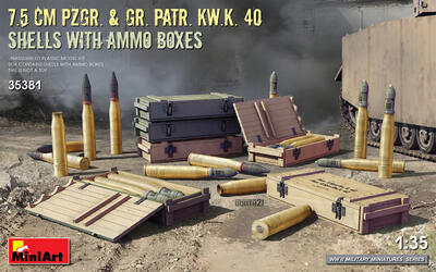 7.5 CM PZGR. & GR. PATR. KW.K. 40 SHELLS WITH AMMO BOXES - 1