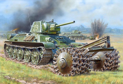 Soviet medium tank T-34/76 with Mine Roller