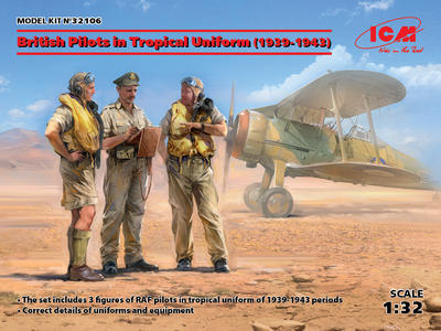 British Pilots in tropical Uniform , 3 fig.