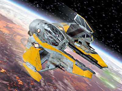 Anakin's Jedi Starfighter - Star wars  1:58, stavebnice + barvy, lepidlo a štětce.   - 2