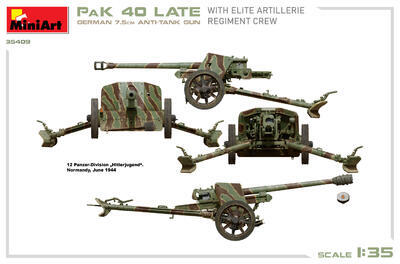German 7.5CM Anti-Tank Gun PaK 40 Late w/ELITE Elite Artillerie Regiment Crew - 3