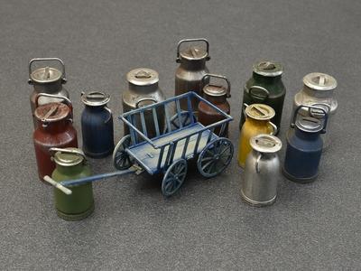 Milk Cans with Small Cart - 4
