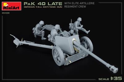 German 7.5CM Anti-Tank Gun PaK 40 Late w/ELITE Elite Artillerie Regiment Crew - 7